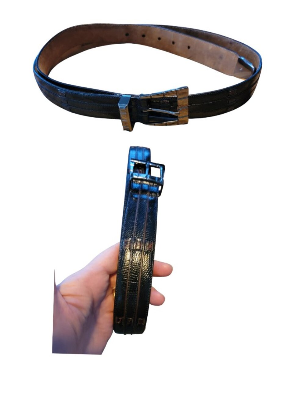 Johnston & Murphy Genuine Crocodile Leather Belt